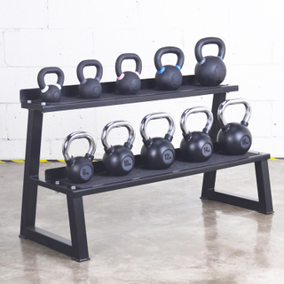2 Tier Kettlebell Rack Stand, Steel Weight Rack for Home Gym Kettlebell Storage