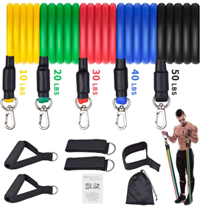 11 Pcs Elastic Workout Rubber Tube Band Loop Resistance Bands Sets