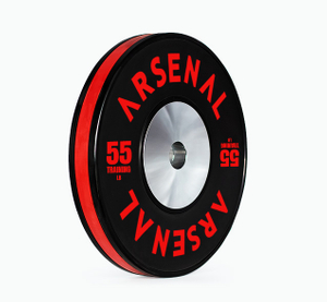 Arsenal Black Training IWF Stripe Bumper Plates for Weightlifting Training LB/KG
